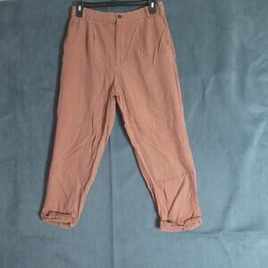 Zara Woman Capri Pants Size Small Rust Brown Twill Lyocell Slacks Rustic Hipster